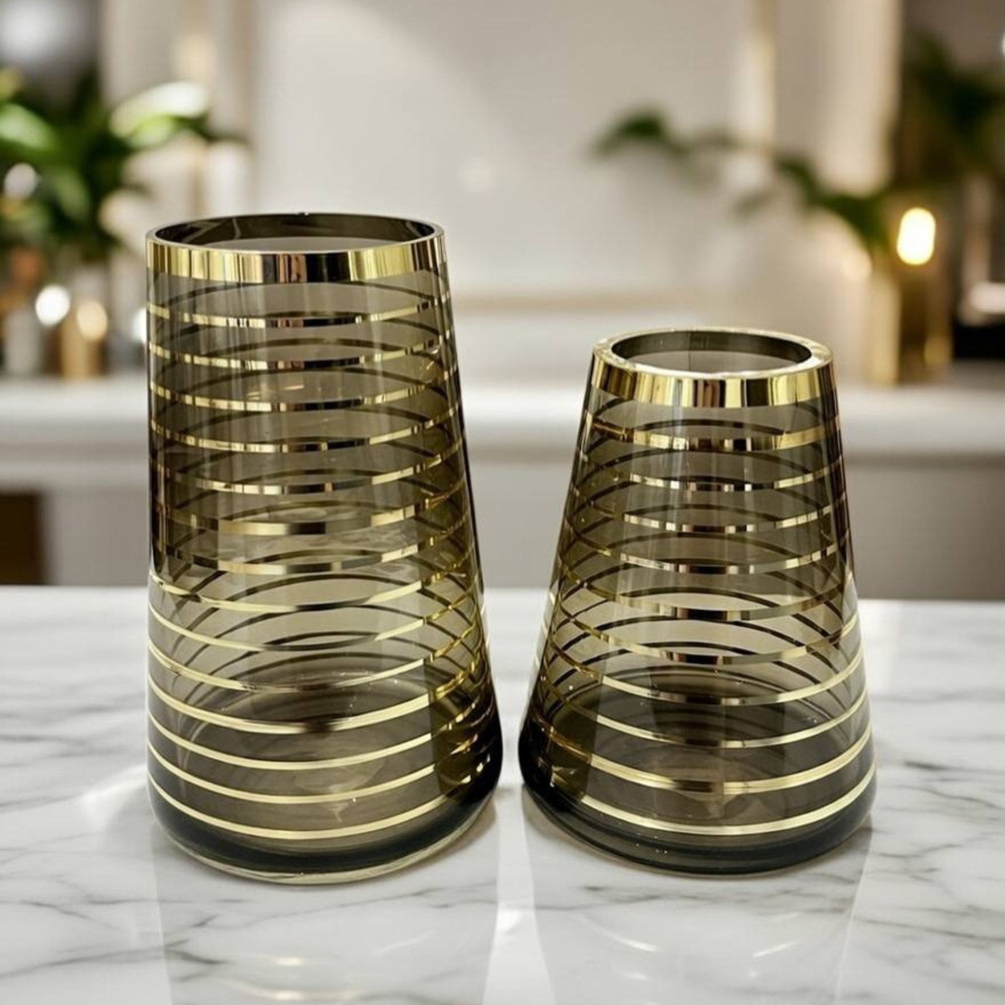 طقم فازات زجاج قطعتين