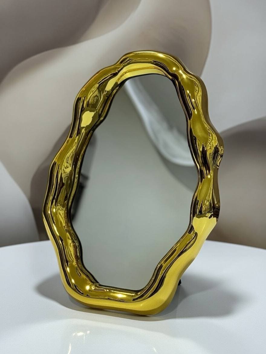 Gold wavy acrylic mirror frame for modern bedroom decor