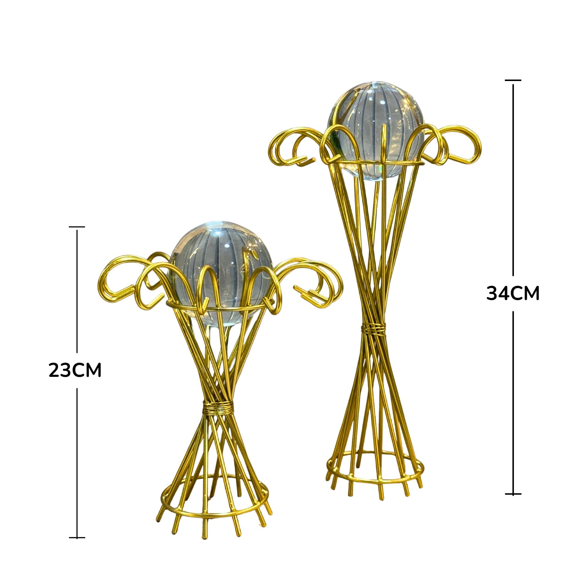 Metal crystal decor size comparison 23cm and 34cm

