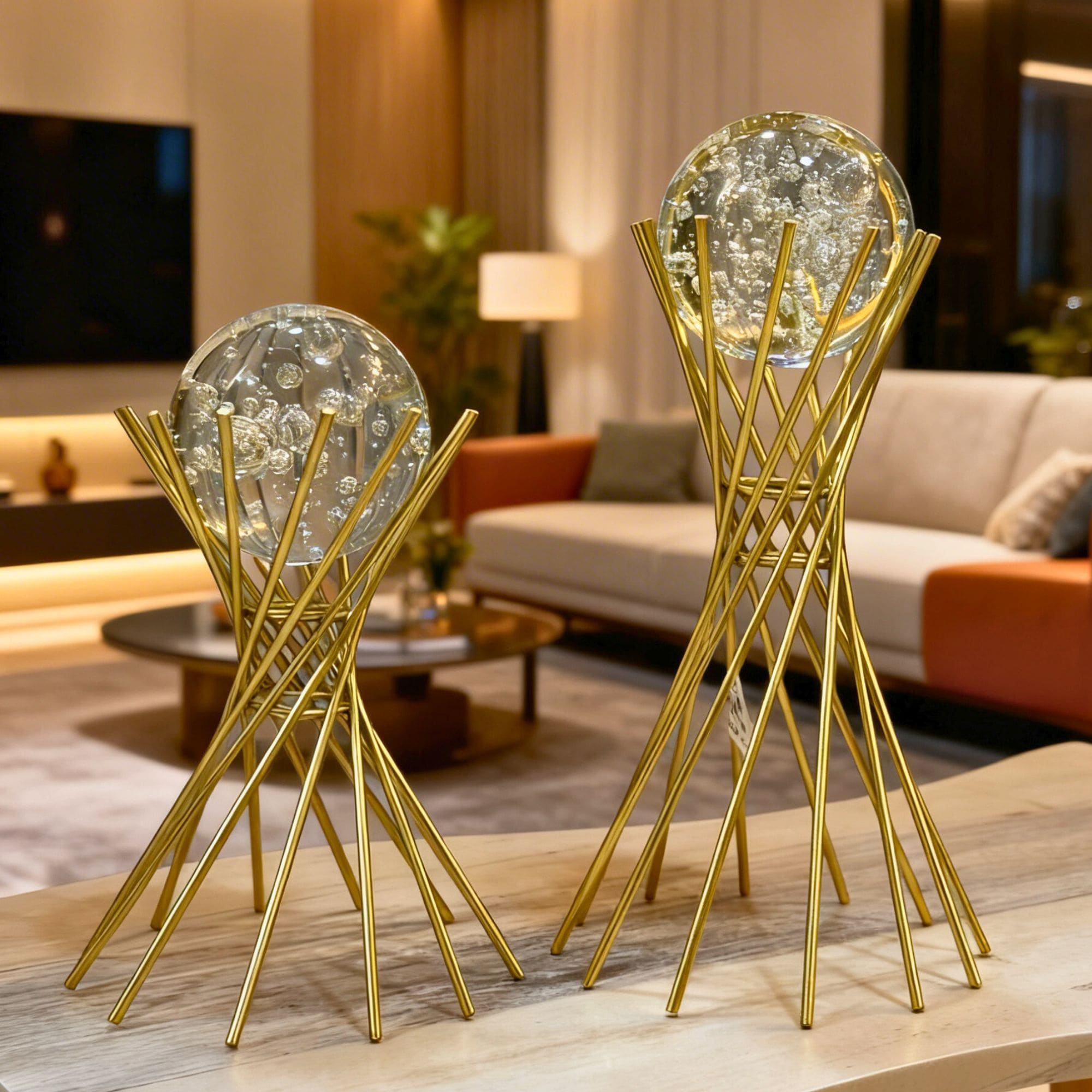 Luxury golden wire crystal holder centerpiece