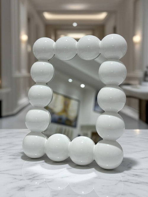White glossy bubbles acrylic mirror frame modern design