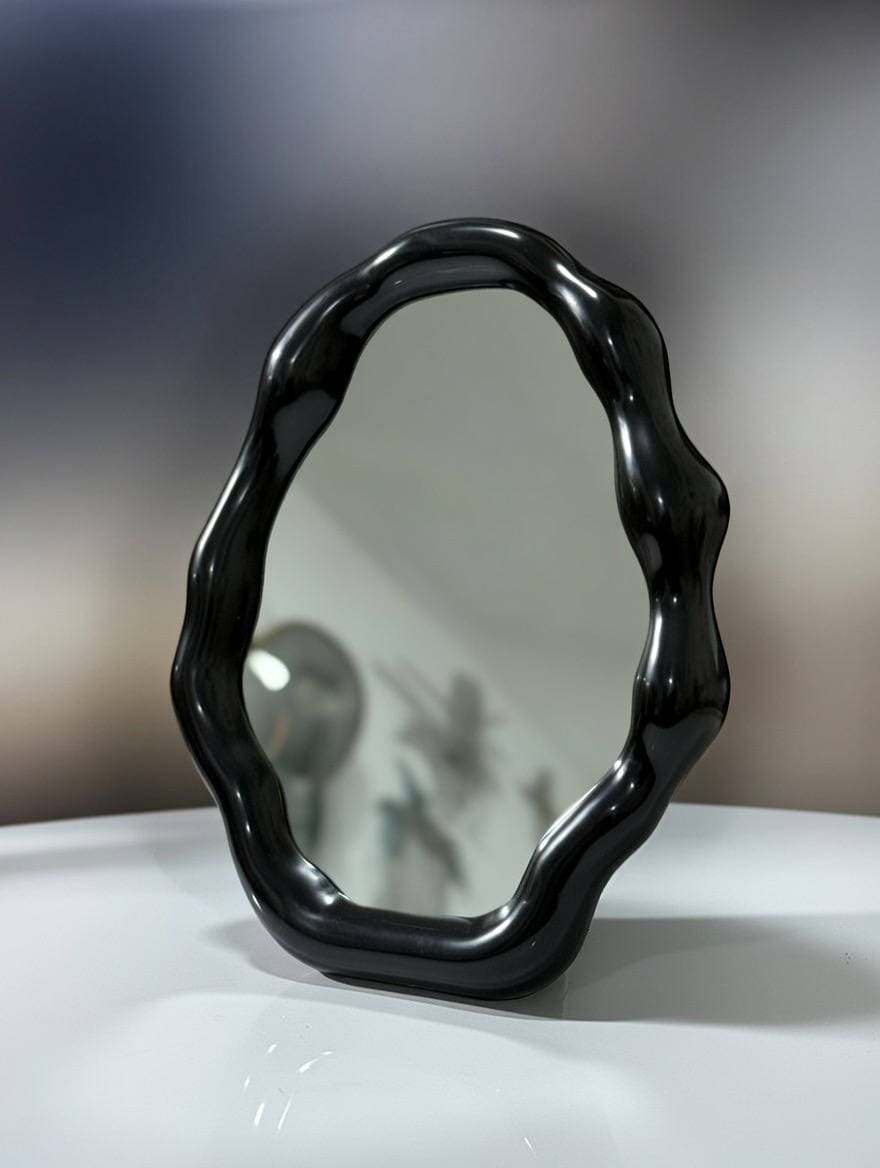 Matte black wavy acrylic mirror frame modern design