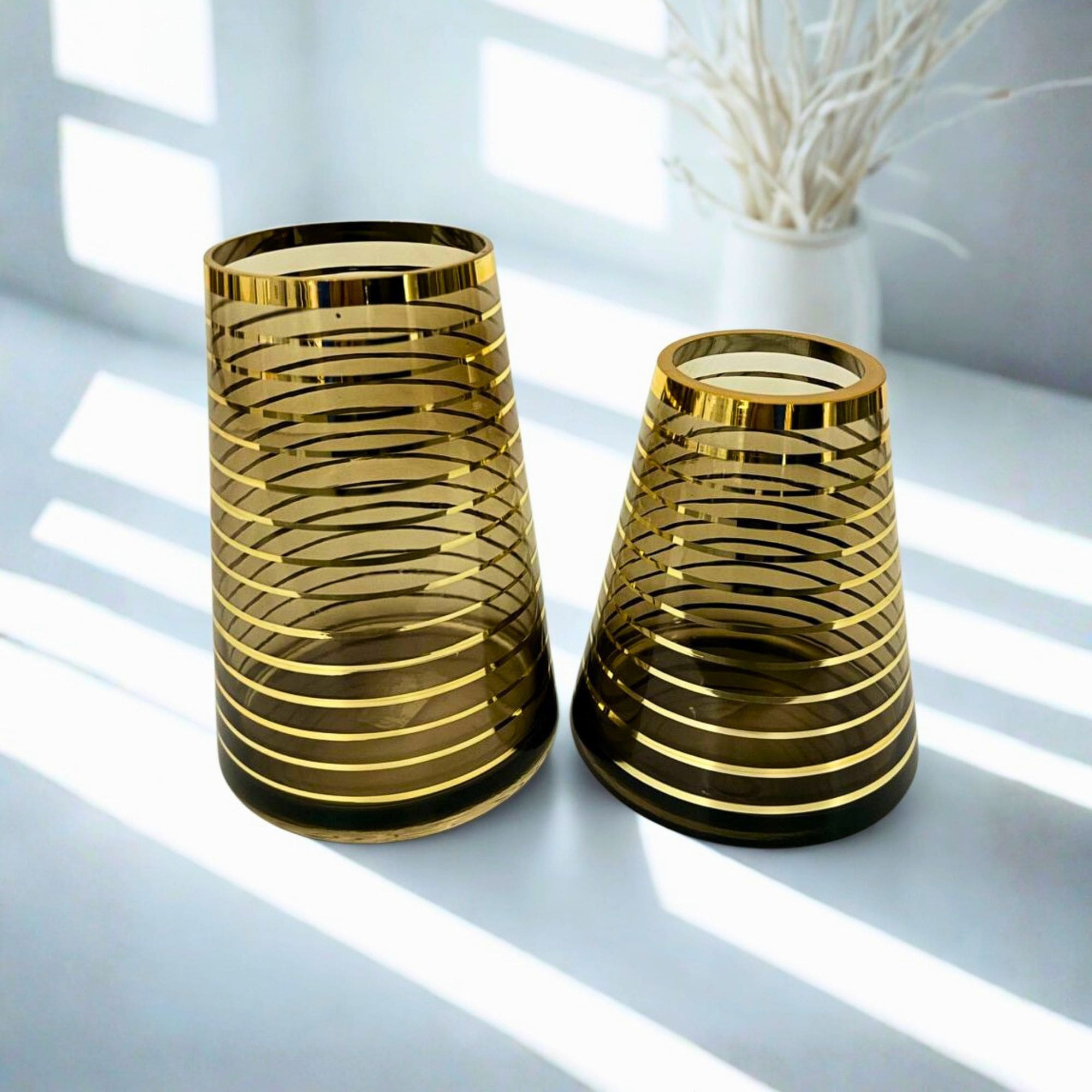 طقم فازات زجاج قطعتين