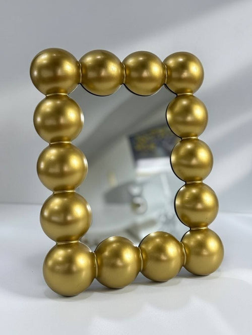 Luxe gold bubbles acrylic mirror frame for vanity table