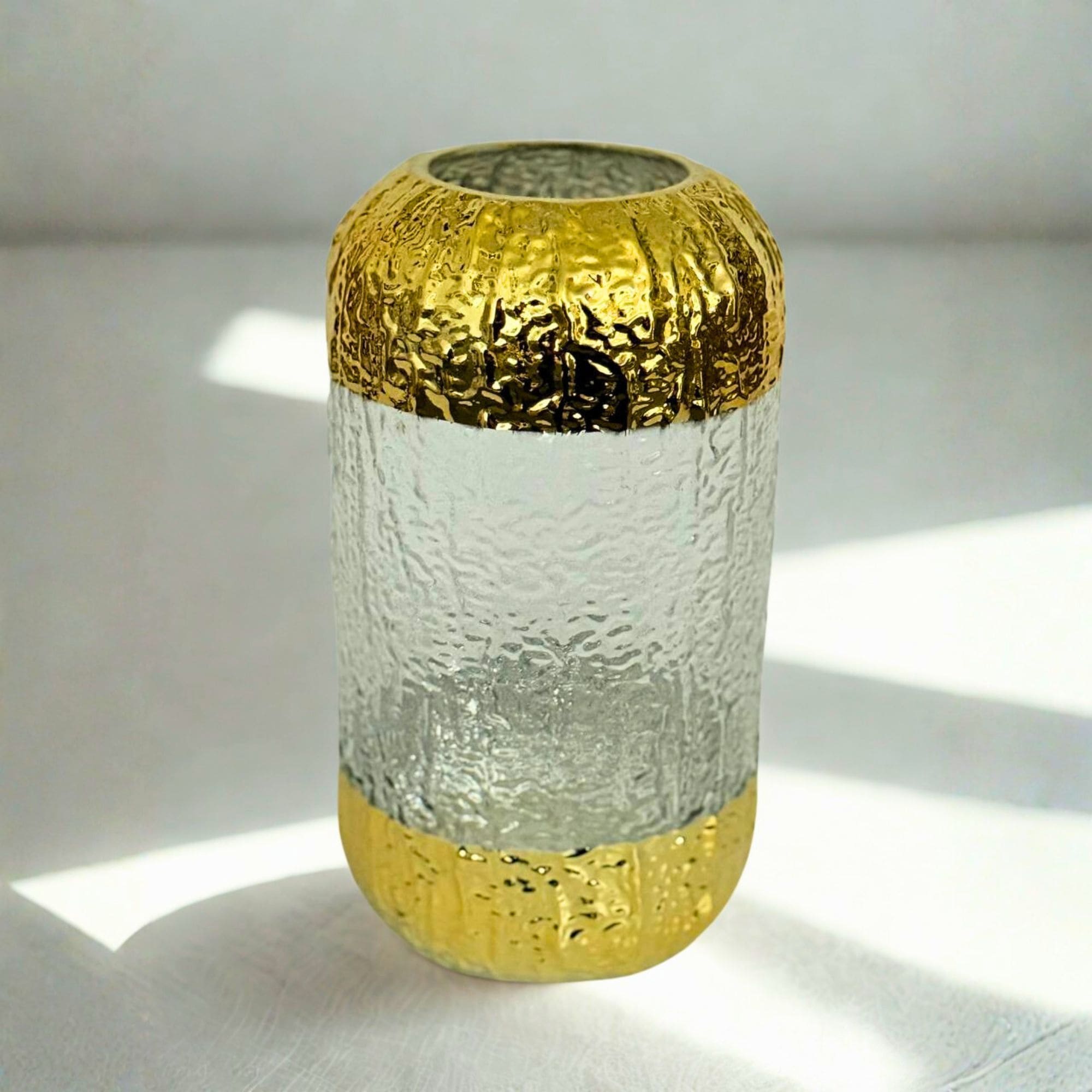 طقم فازات زجاجية فاخرة - قطعتين بتصميم ذهبي